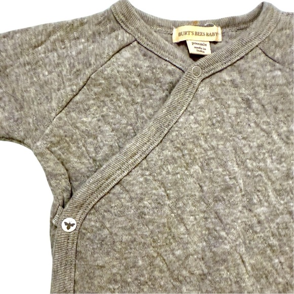 Burt’s Bees Baby Preemie Organic Cotton Gray Snap Romper NWT - Picture 3 of 10